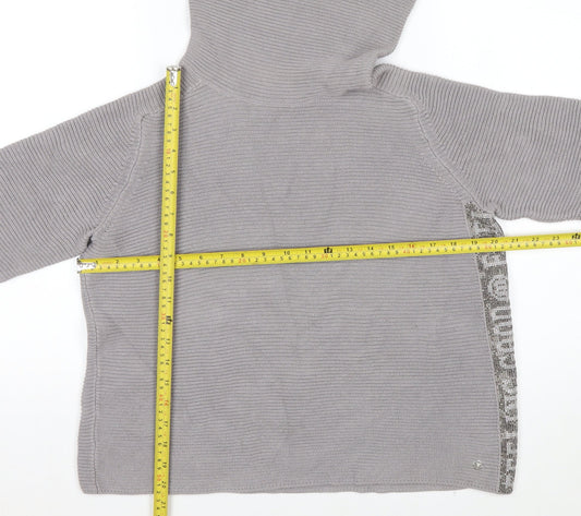 Monari Women Grey Roll Neck Long Sleeve Knit Jumper Size 12