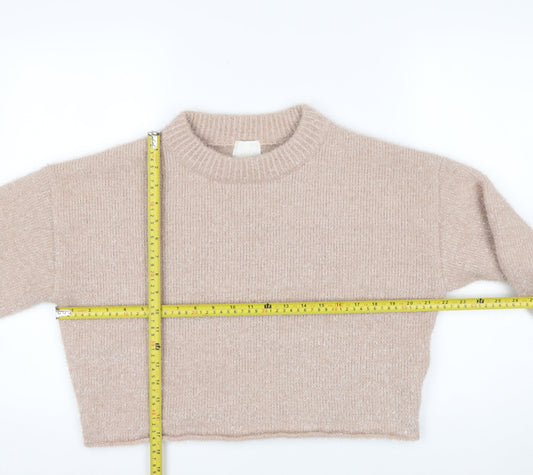 H&M Women’s Beige Crew Neck Knit Pullover Jumper Size S
