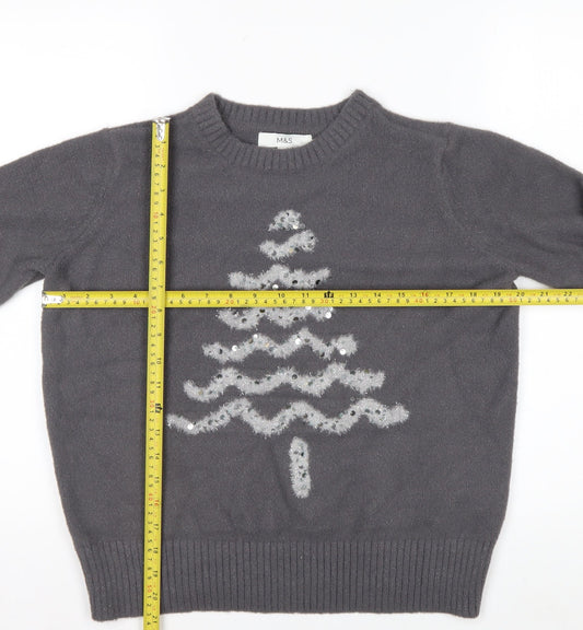 Marks and Spencer Women's Grey Sequin Christmas Jumper Size S