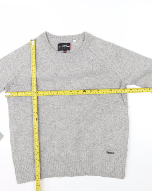 Superdry Women Grey Wool Blend Crew Neck Jumper Small