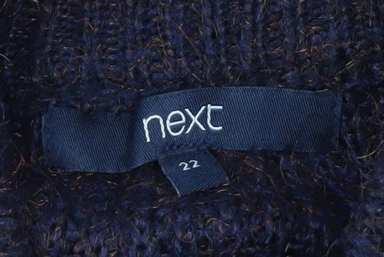 Next Women Navy Acrylic Knit Jumper UK 22 Relaxed Fit Warm Winter Pull Over