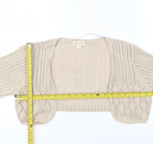 Monsoon Women Beige Cotton Knit Shrug Cardigan Size 10