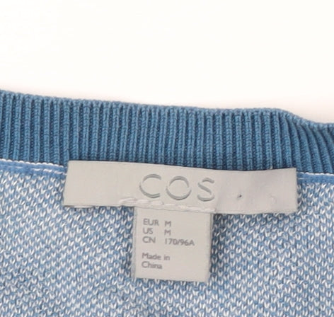 COS Women Blue Cotton 3/4 Sleeve Crew Neck Pullover Jumper Size 12