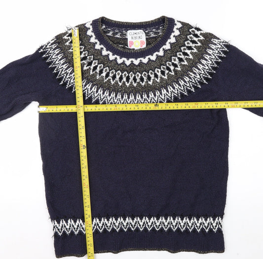 Clements Ribeiro Women’s Blue Fair Isle Knit Jumper Size 12