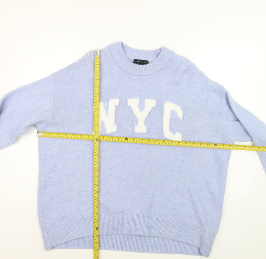 New Look Women's Blue NYC Crew Neck Knit Pullover Jumper Size M