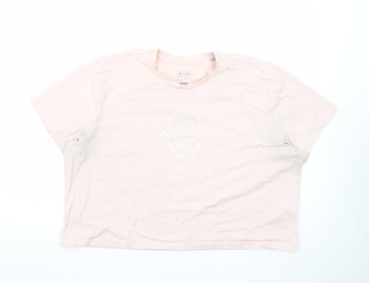 Additional front view of Adidas Women's Pink 2XL Basic Crew Neck Logo T-Shirt
