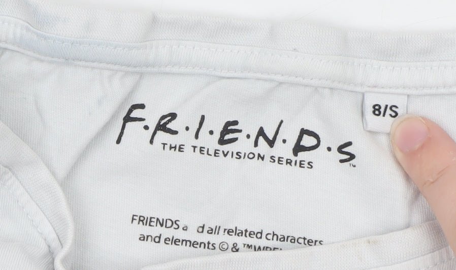 Friends Women's White Size 8 Basic Crew Neck Short Sleeve T-Shirt