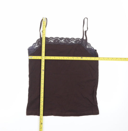Debenhams Women Brown Lace Trim Camisole Tank Top Size 16