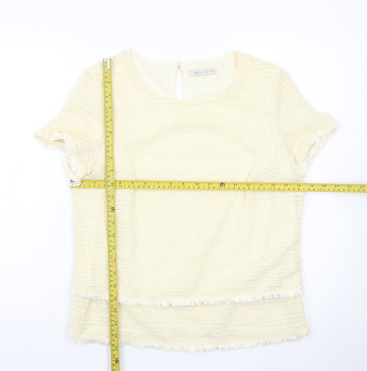 Marks and Spencer Women’s Ivory Short Sleeve Knit Pullover Jumper Size 14