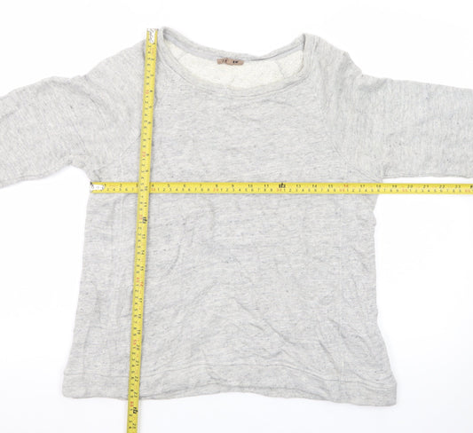 Jigsaw Womens Grey Long Sleeve Cotton Basic T-Shirt Size S