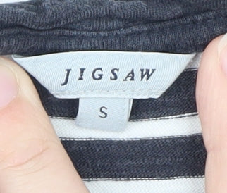 Jigsaw Women's Black Striped Cotton T-Shirt Size S