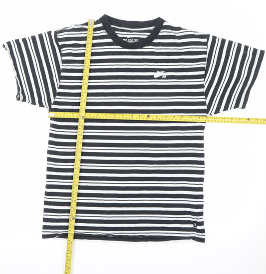 Nike SB Men's Black White Striped Crew Neck Short Sleeve T-Shirt S