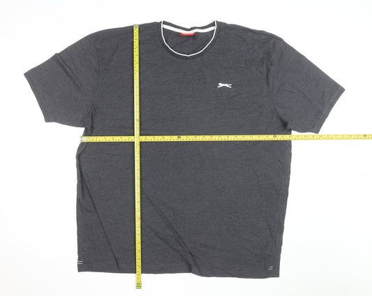 Slazenger Men's Grey 4XL Crew Neck Cotton T-Shirt