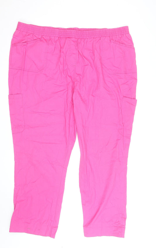 Cotton Traders Women's Pink Cargo Trousers Size 14 Elastic Waist