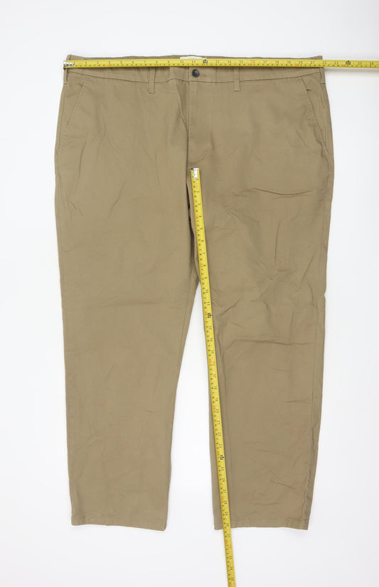 Marks and Spencer Men's Beige Regular Fit Chino Trousers 44x29