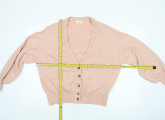 American Vintage Women Pink Wool Blend V-Neck Button Cardigan XS