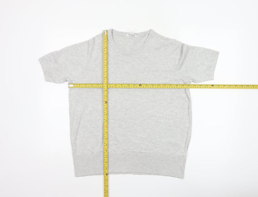 The Set Women Grey L Short Sleeve Knit Pullover Jumper