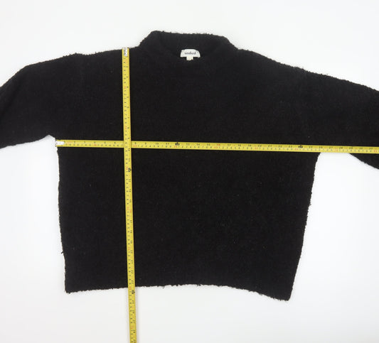 Soaked Women Black S Mock Neck Pullover Jumper Acrylic Wool Blend