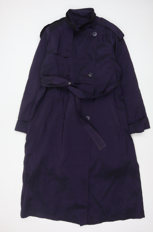 London Fog Women Purple Long Trench Coat Size 6 Belted Classic Style