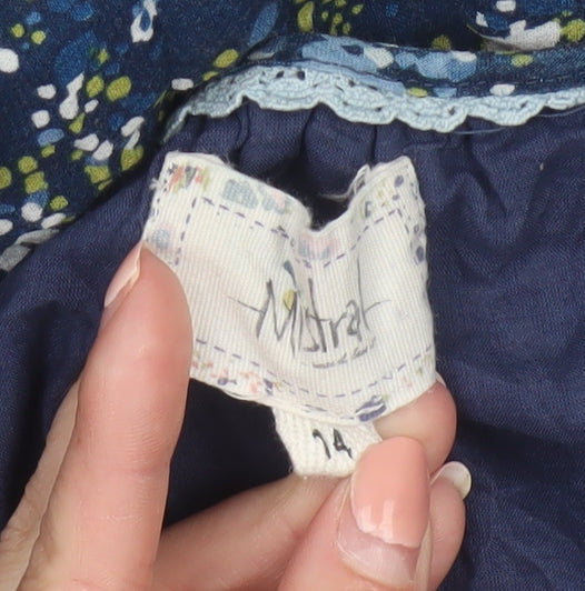 Mistral Women's Blue Floral A-Line Knee Length Dress Size 14