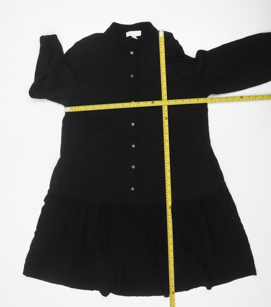 The White Company Women's Black Size 16 Long Sleeve Shirt Dress