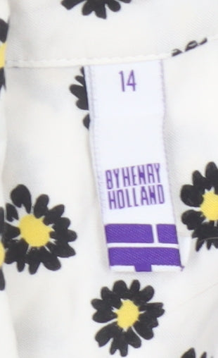 Additional view of By Henry Holland Women White Floral Sleeveless Collared Blouse, size 14
