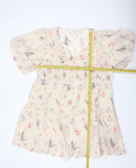 Marks and Spencer Women Beige Floral A-Line Short Dress Size 18 Tall