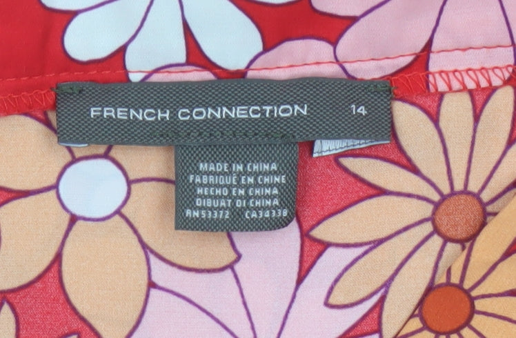 Additional view of French Connection Women’s Red Floral A-Line Midi Skirt, size UK 14