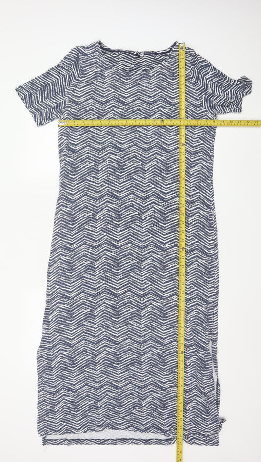 DASH Women's Blue Chevron Shift Dress Size 16 Short Sleeve Knee Length