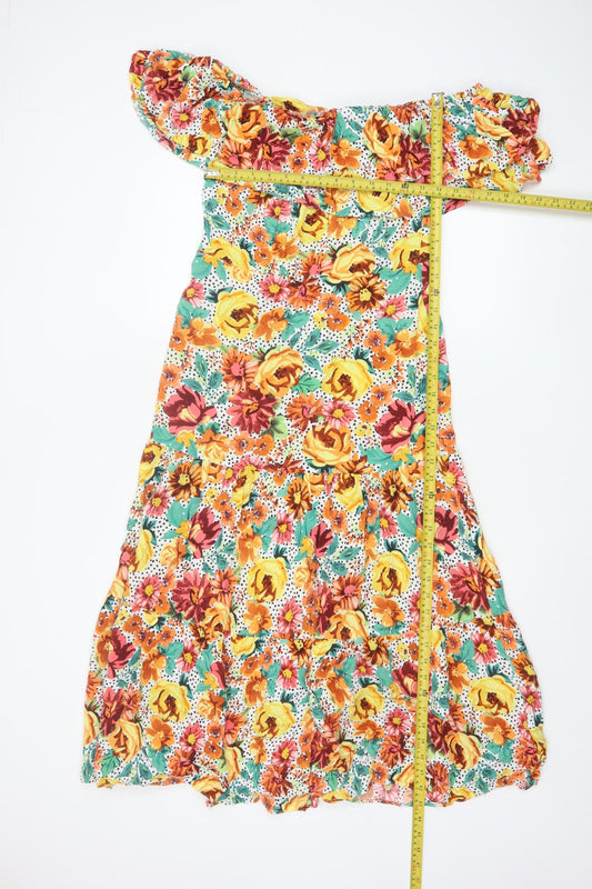 Myleene Klass Women’s Multicoloured Floral Off Shoulder Midi Dress Size 12