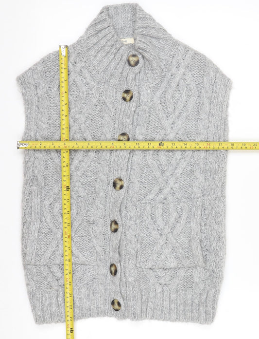 White Stuff Womens Grey Chunky Knit Sleeveless Cardigan UK 8