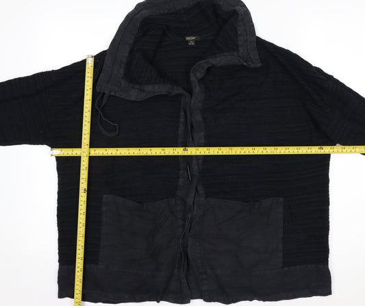 Horsan Women Black 2XL Hooded Cardigan Cotton Linen Blend