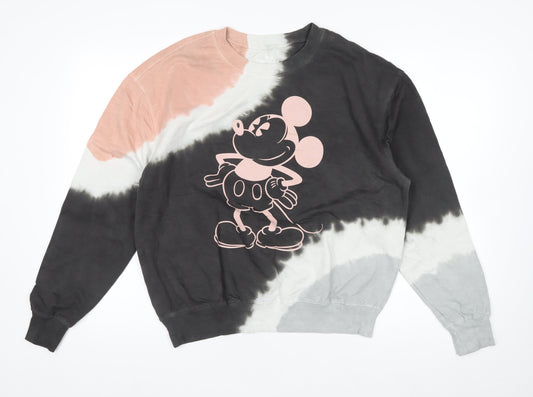 Front view of Disney women’s multicoloured tie dye mickey mouse cotton sweatshirt m