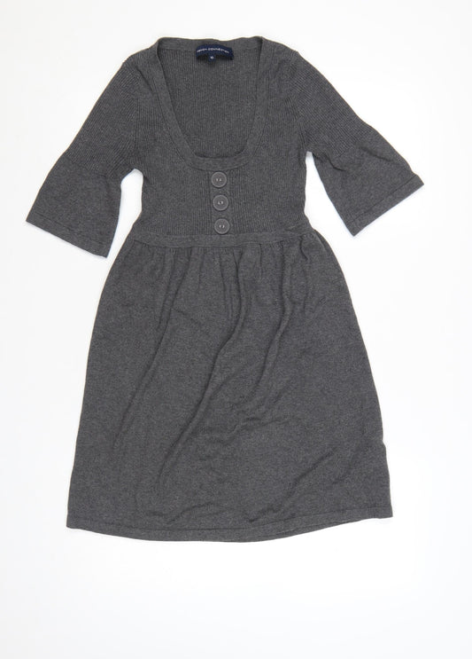 Additional front view of French Connection Women’s Grey Knit Fit & Flare Dress, size UK 10