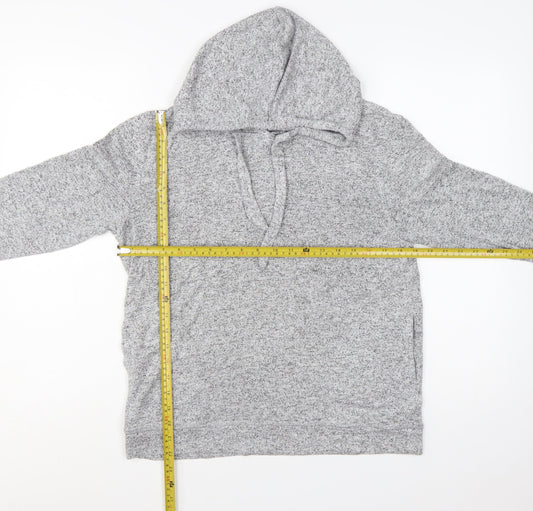 FatFace Women Grey Marl Viscose Blend Hooded Pullover UK 10