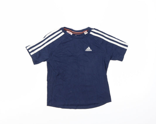 Additional front view of Adidas boys’ blue short sleeve crew neck climalite cotton t-shirt 5-6 years