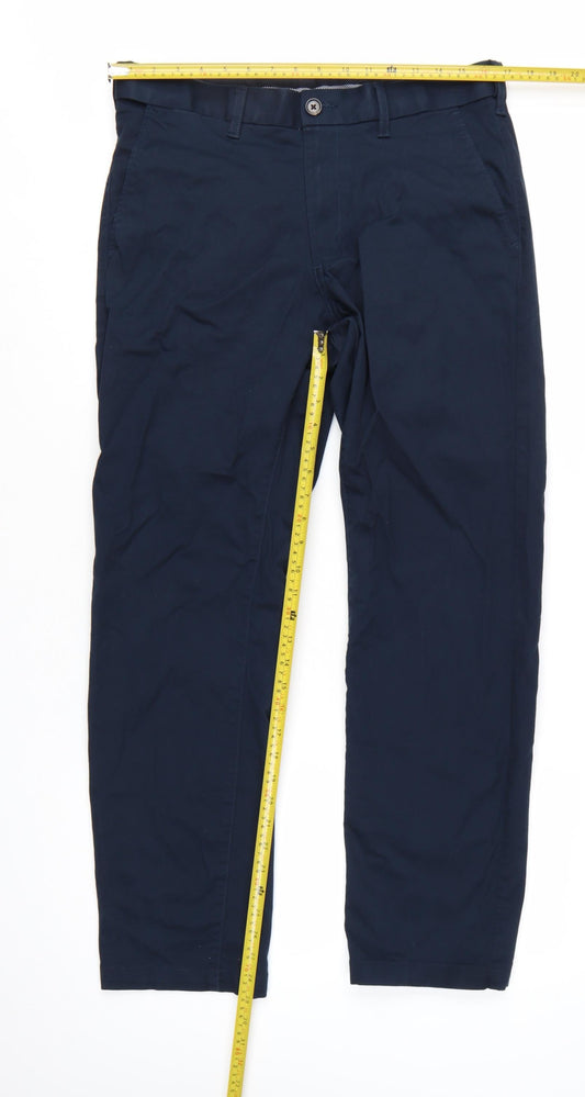 Marks and Spencer Men's Blue Heritage Regular Fit Chino Trousers 34W 31L