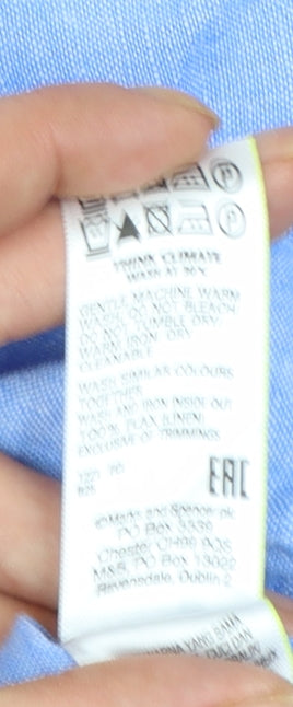 Marks and Spencer Women Blue Linen Shift Dress Size 12