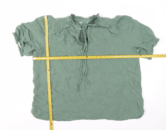 Marks and Spencer Womens Green Cotton Tunic Blouse Size 14