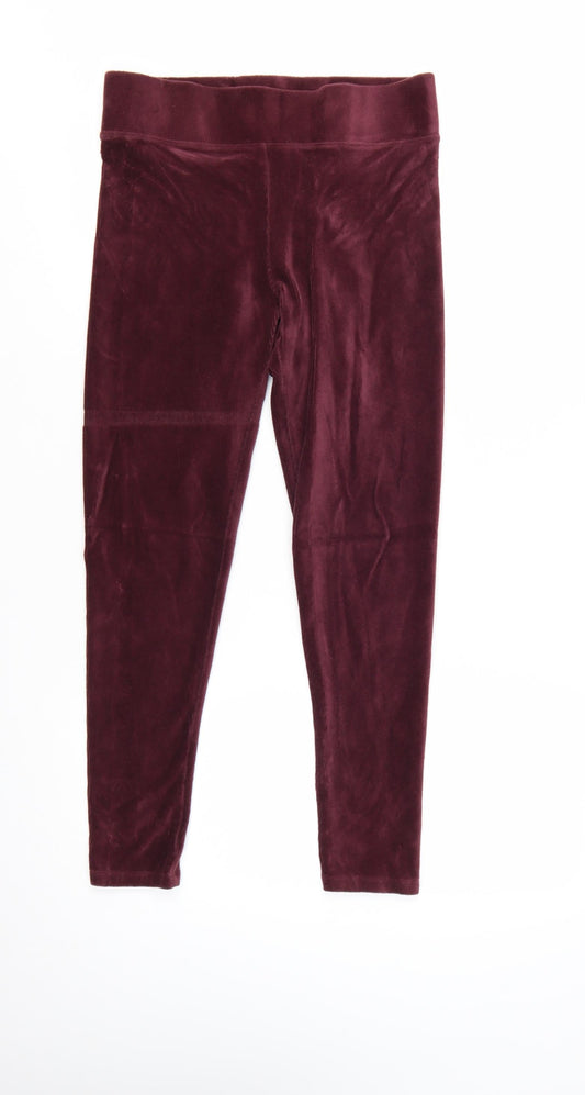Marks & Spencer Women’s Red Velour Ankle Leggings Size 10