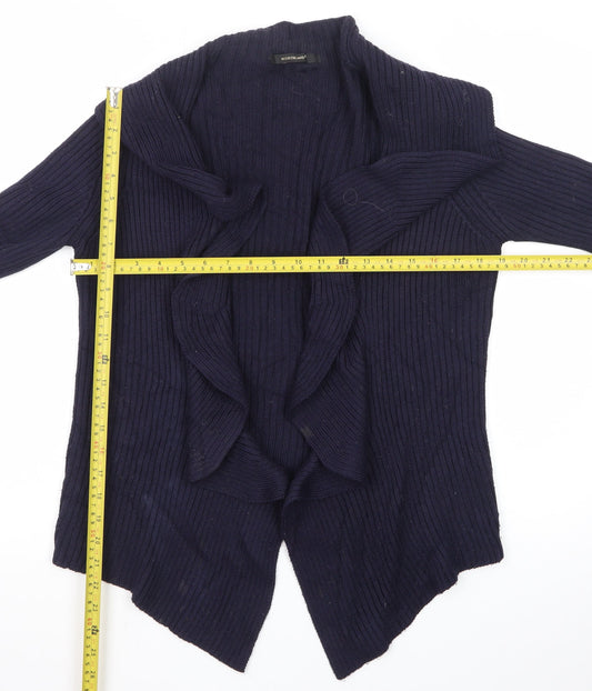 Northland Womens Blue Wool Blend Collared Open Cardigan L