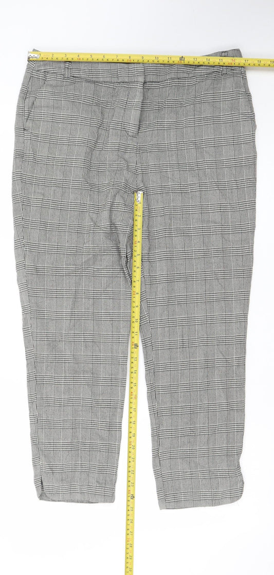 Tu Women’s Grey Check Stretch Tapered Work Trousers Size 14S