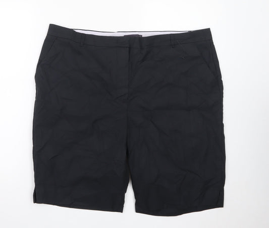 Additional front view of Marks & Spencer Men's Black Chino Shorts, size 20, Regular Fit