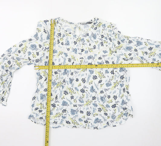 Marks and Spencer Womens Blue Floral Long Sleeve Blouse Size 16