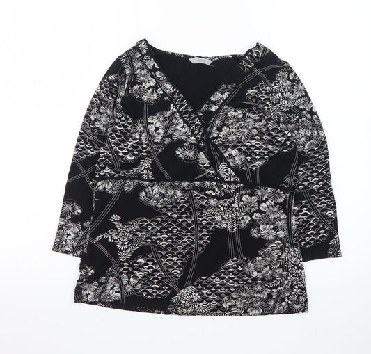 Marks and Spencer Women’s Black Floral Wrap Blouse UK 18