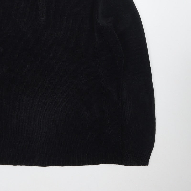 Boys of Europe Men's Black L 1/2 Zip Chunky Knit Jumper