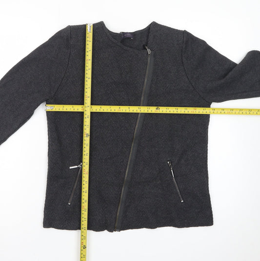 Marks and Spencer Women's Black Wool Blend Biker Jacket Size 14