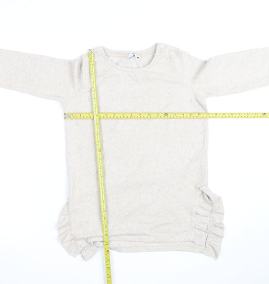 Next Women Beige Beaded Crew Neck Knit Jumper Size 8