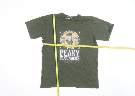 Weird Fish Men's Green Peaky Flounders Graphic Cotton T-Shirt Size M