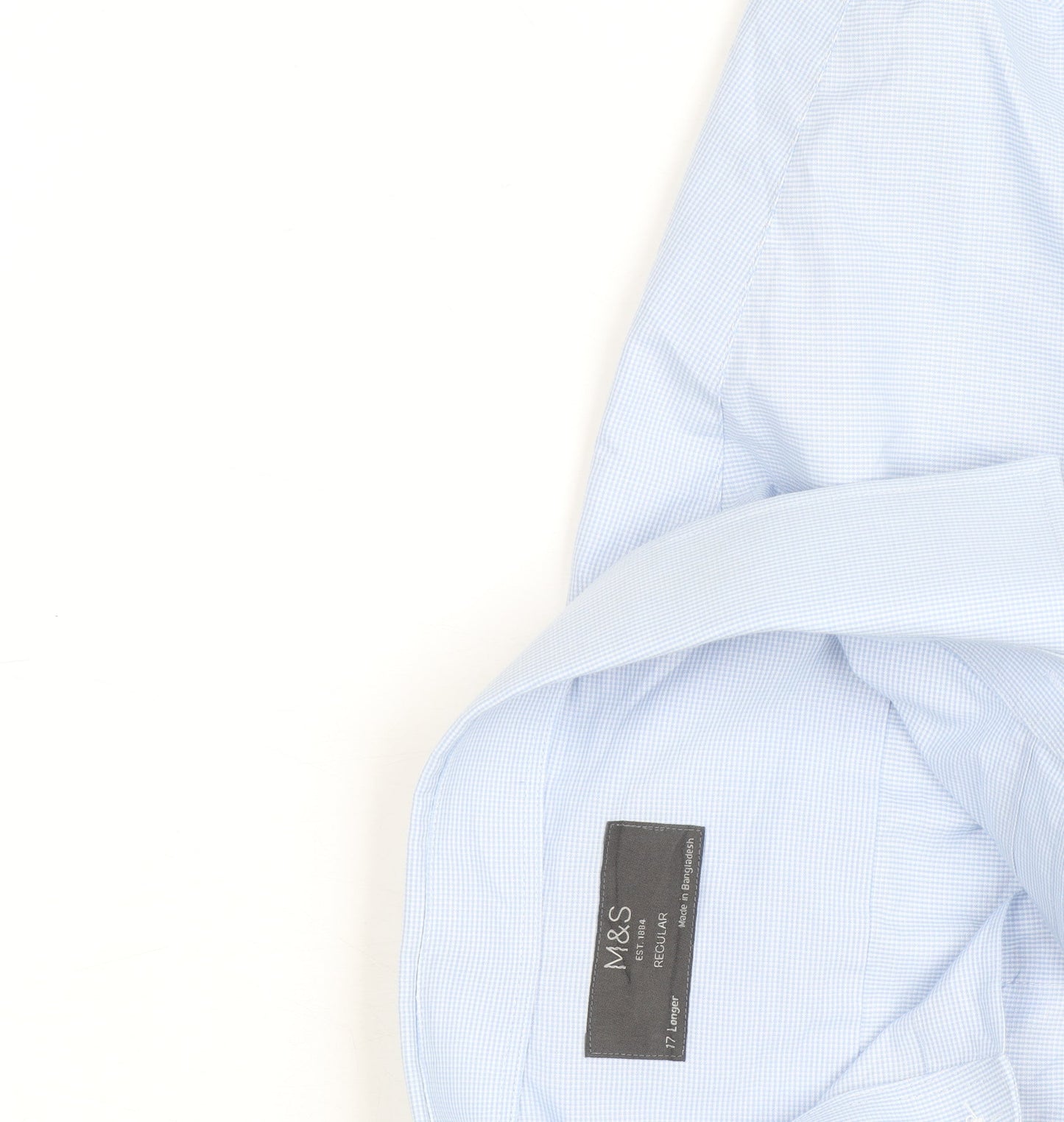 Marks and Spencer Men's Blue Regular Fit Long Sleeve Shirt Size 17
